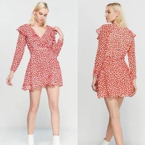 Free people red and white dot wrap dress